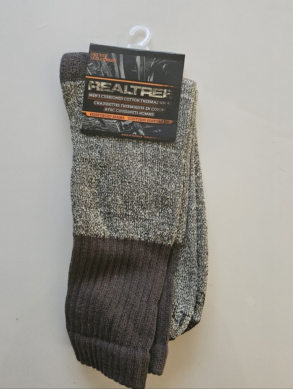 Realtree Men's Cushioned Crew Socks - Black & Gray Marled